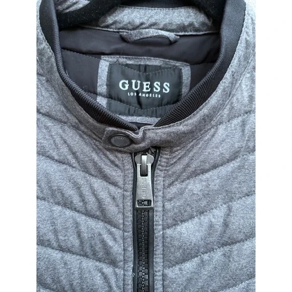 Mens‎ GUESS Grey Quilted Puffer Bomber Jacket Size XL Style MA6S17-3779 - Picture 2 of 6